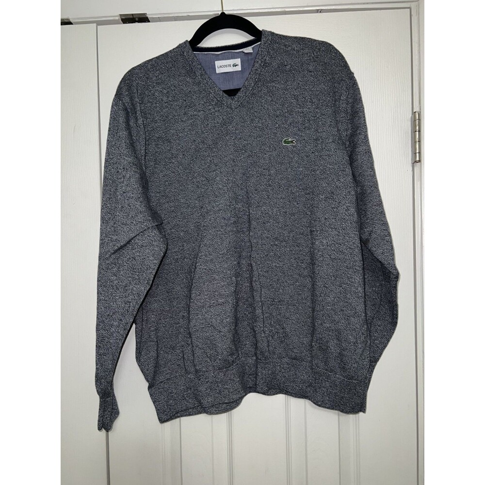 Lacoste Men's Charcoal V-Neck Sweater 3XL